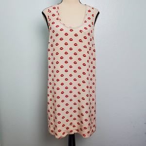 Joie Sleeveless Silk Sheath Dress Nude with Red Lips Size Small